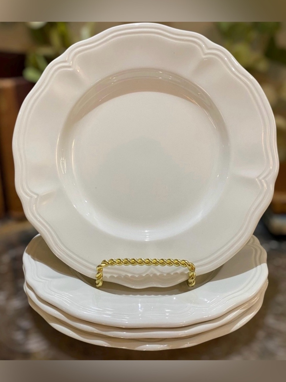 Vintage Set 4 Ironstone Federalist White Salad Plates 7.5”